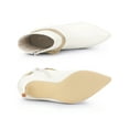 thumbnail image 4 of BLISSFUL STEP Women's Chain Pointy Toe Side Zipper Stiletto Heel Ankle Boots Cream 8, 4 of 7