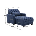 thumbnail image 4 of Modern Convertible Sofa Bed, Linen Upholstered Leisure Sofa with Adjustable Backrest and Wooden Legs, Comfy Accent Sofa with Pillow and Side Pocket, Daybed for Living Room, Bedroom, Balcony, Navy, 4 of 9