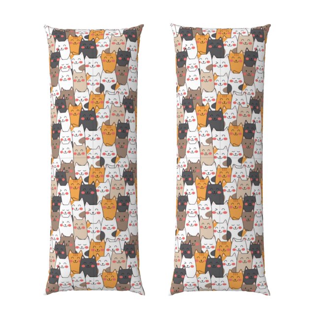 Saiise Housse de Coussin Imprimé Chats Mignons - Microfibre Super Douce 20x54 - Fermeture Enveloppe, Résistant aux Plis et aux Taches
