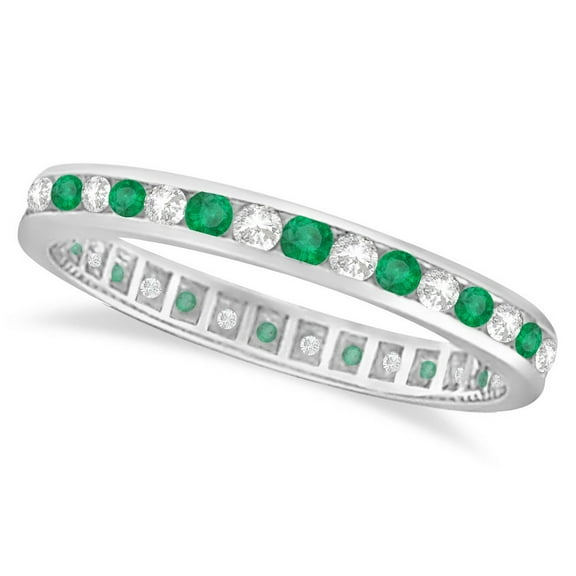 Emerald and Diamond Channel Set Eternity Band Ring (1.04ct)