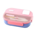 thumbnail image 2 of Microwave Lunch Box Cup Set – Food Grade Plastic Bento Container, Multi-Compartment, Leakproof Lock, Portable Office & Picnic Meal Box, Pink/Blue/Green, 2 of 6