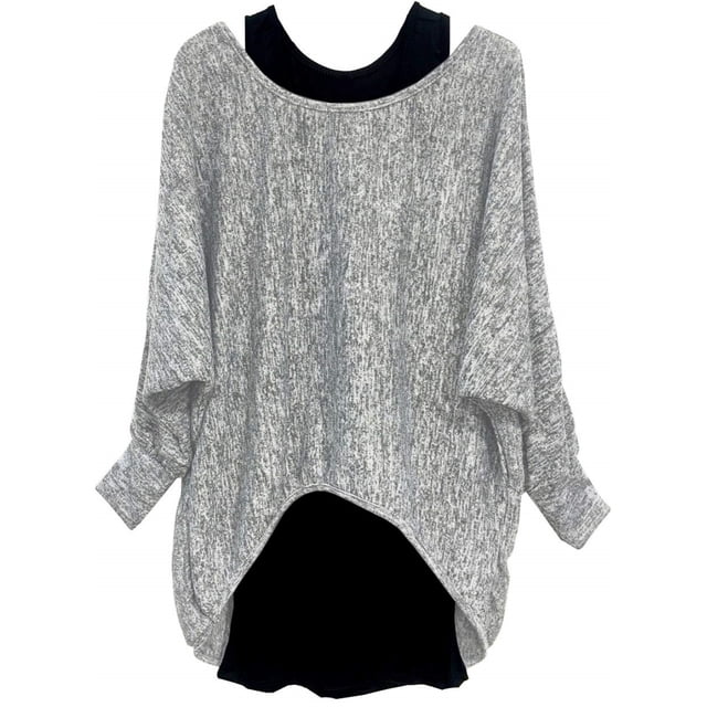 Suéter oversize (2 piezas) - suéter y camiseta sin mangas 2 en 1 para mujer