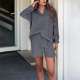 thumbnail image 2 of Kmdttou Up to 30% off! Women' Fall And Winter Casual Solid Color Fashionable Knitted V-neck Sweater Shorts Two Piece Set Suit on Clearance!, 2 of 6