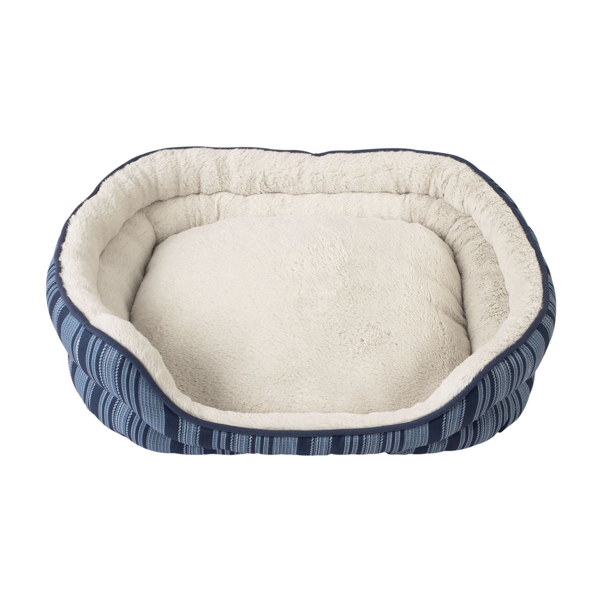 Petmate Double Bolster Cuddler Dog Bed, Cat Bed for Medium Dogs and Cats, 21 x 25 Inches, Raised Rim, Non Skid Bottom, Machine Washable, Assorted Brown or Blue