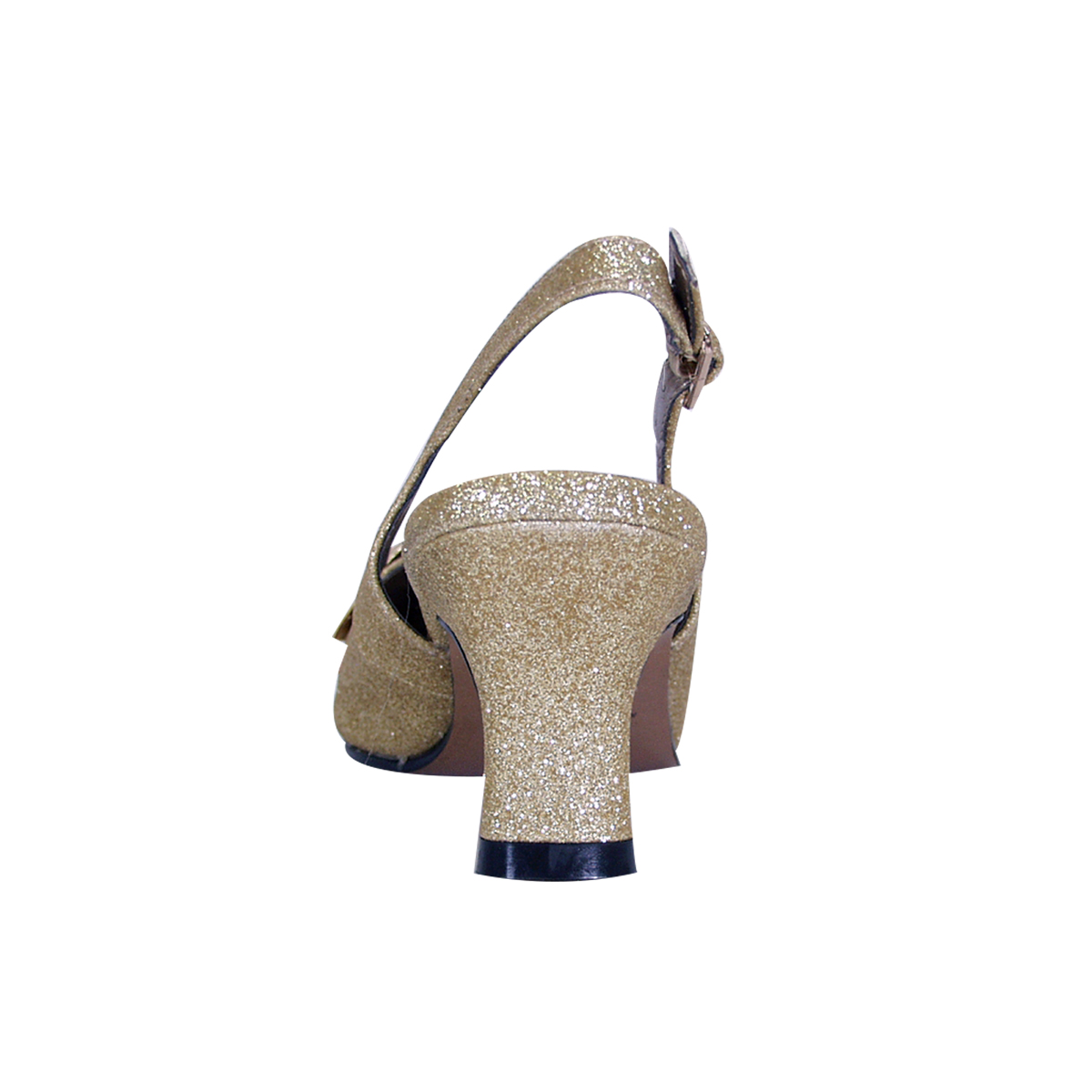 FLORAL Alaina Women's Wide Width Crystal Rose Bow Glitter Fabric Upper Slingback GOLD 10