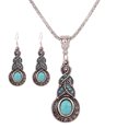 thumbnail image 4 of NUZYZ 1Set Women's Turquoise Pendant Rhinestone Earrings Necklace Jewelry Set, 4 of 8