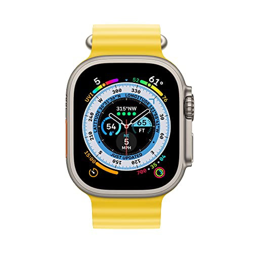 Apple Watch Ultra [GPS + Cellular 49mm] Smart Watch w/Rugged Titanium Case  & Yellow Ocean Band.