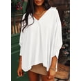 thumbnail image 4 of Top Dokotoo de verano con cuello en V y manga corta para mujer, color blanco S, 4 of 4
