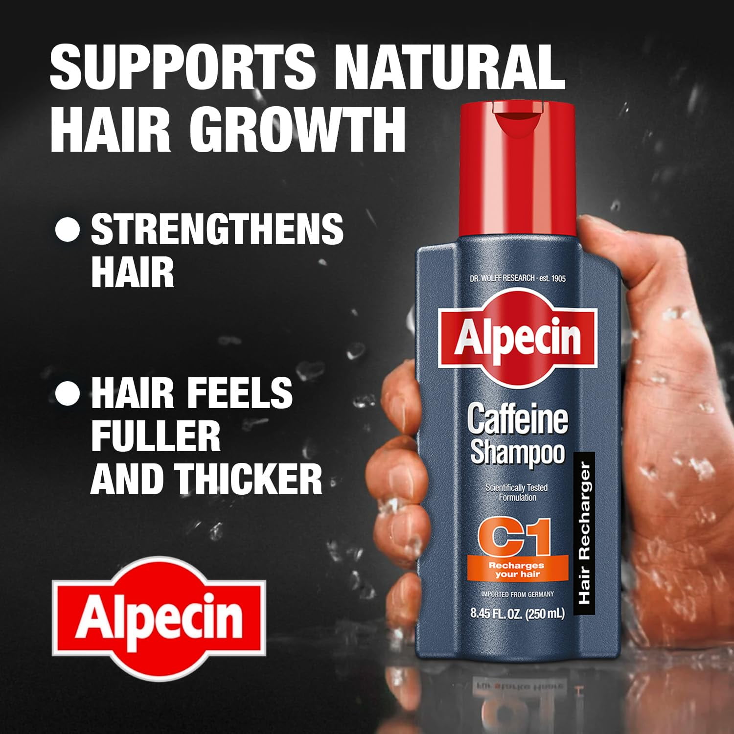 Alpecin Caffeine Shampoo C1, Scalp Treatment for Thicker, Stronger