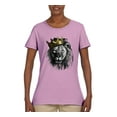 thumbnail image 2 of Wild Bobby, King Lion with Gold Crown Art, Animal Lover, Women Graphic Tee, Light Pink, 3X-Large, 2 of 4