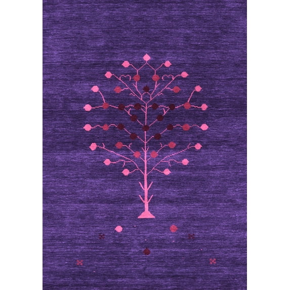 Ahgly Company Indoor Rectangle Abstract Purple Contemporary Area Rugs, 5' x 7'