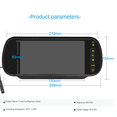 thumbnail image 5 of 7 Inch Car LCD Mirror Monitor Parking Screen 2 AV Input Auto Display Assist for Rear View Reversing Camera,1 x monitor,Black, 5 of 5
