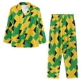thumbnail image 3 of Renewold Jamaican Flag Graphic Button Pajama Tops for Women Lightweight Athletic Clothing 2 Pieces Novel Casual Long Sleeve Loungewear Sleepwear Set Size 2XL, 3 of 6