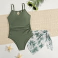 thumbnail image 2 of Shadoumai Girls One Piece Swimsuit 12-14 Trim Wrap Tie Back Girls Swimwear Tankini Quick Dry & Stretchy Tropical Print Ruffle Bathing Suit Tween Adjustable Straps Padded Swimwear with Cover Up Pants, 2 of 8