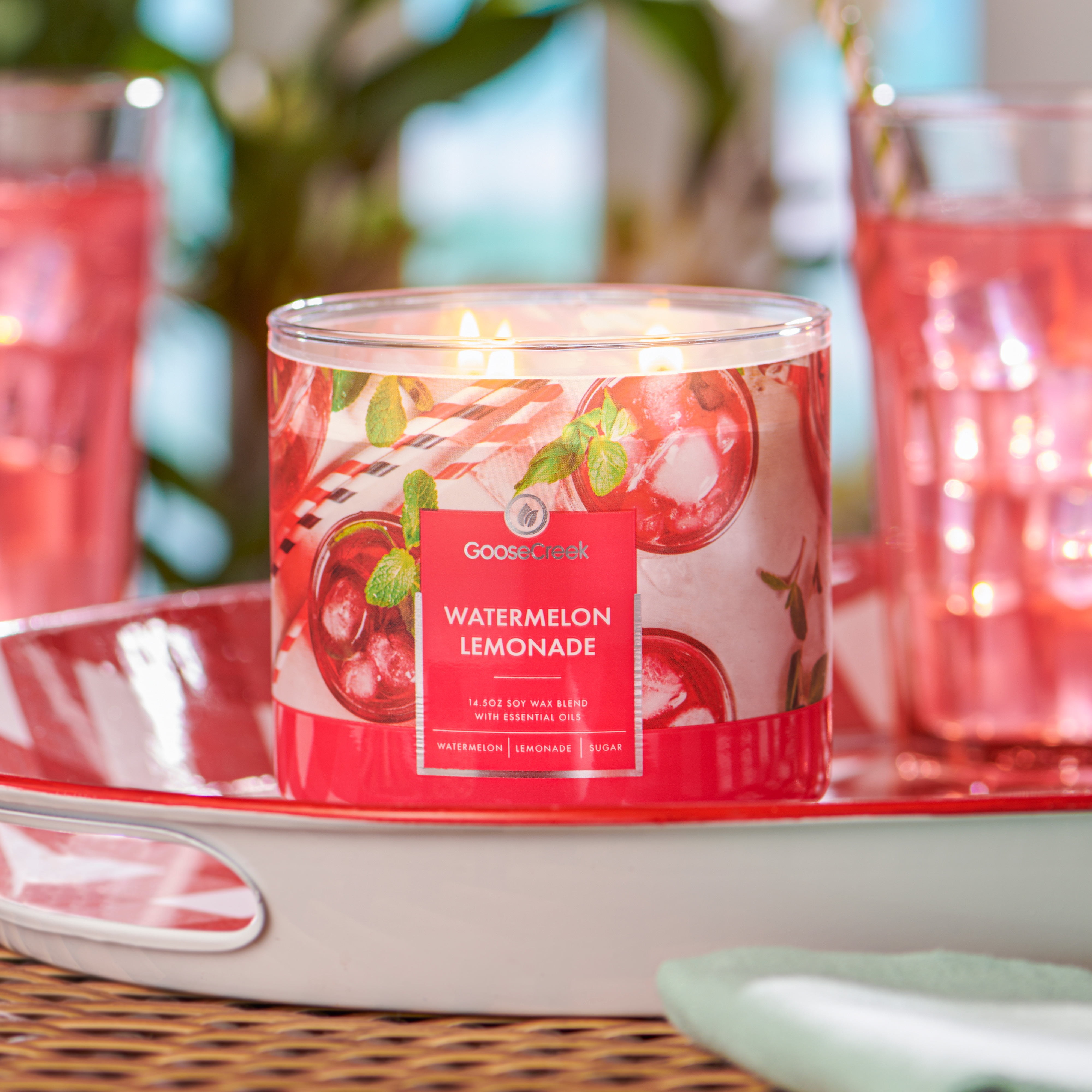 (4 pack) Goose Creek 3-Wick Watermelon Lemonade Scented Jar Candle, 14.5oz.