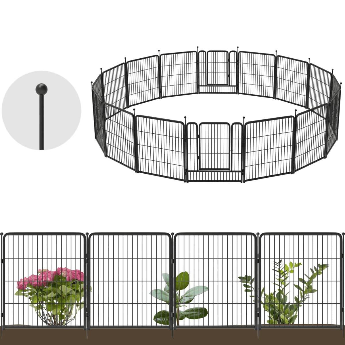 FXW Garden Fence 16 Panels 32inch Height Animal Barrier Decorative