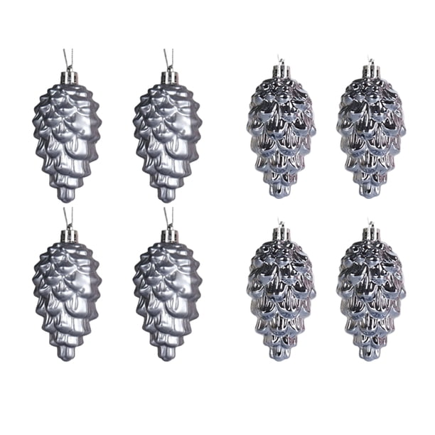 Advancent Decoraciones navideñas de 8 piezas, decoraciones de árbol de plástico duraderas para un ambiente festivo pensativo Kits de decoración para fiestas Gris oscuro