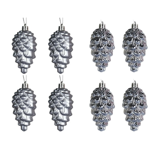 Toystoory Decoraciones navideñas de 8 piezas, decoraciones de árboles de plástico duraderas para un ambiente festivo, 8 piezas en 1 paquete Kits de decoración para fiestas Gris oscuro