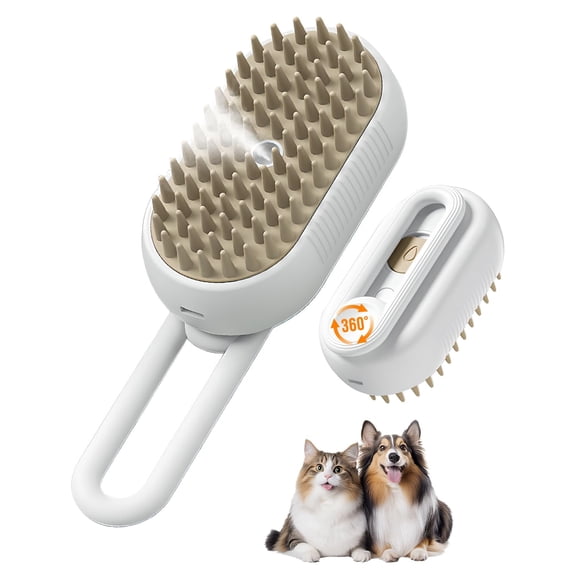 4-in-1 Cat Steam Brush for Shedding, Rechargeable cat brushes - Self-Cleaning Comb for Long and Short Hair Cats and Dogs, Steam Pet Brush for Hair Removal, Vibrating Message, Grooming & Relaxation