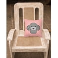 thumbnail image 2 of Checkerboard Pink Silver Gray Poodle Fabric Decorative Pillow, 2 of 2