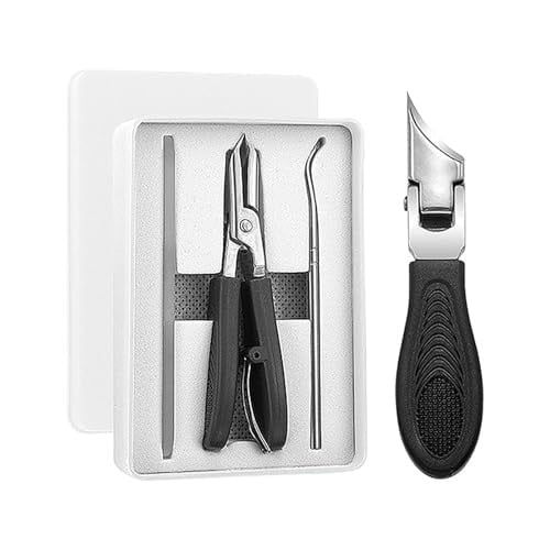 Juego de 3 cortaúñas con ángulo de pico para uñas encarnadas, cortaúñas grande con recipiente recolector, cortaúñas para personas mayores y niños, cuidado de las uñas