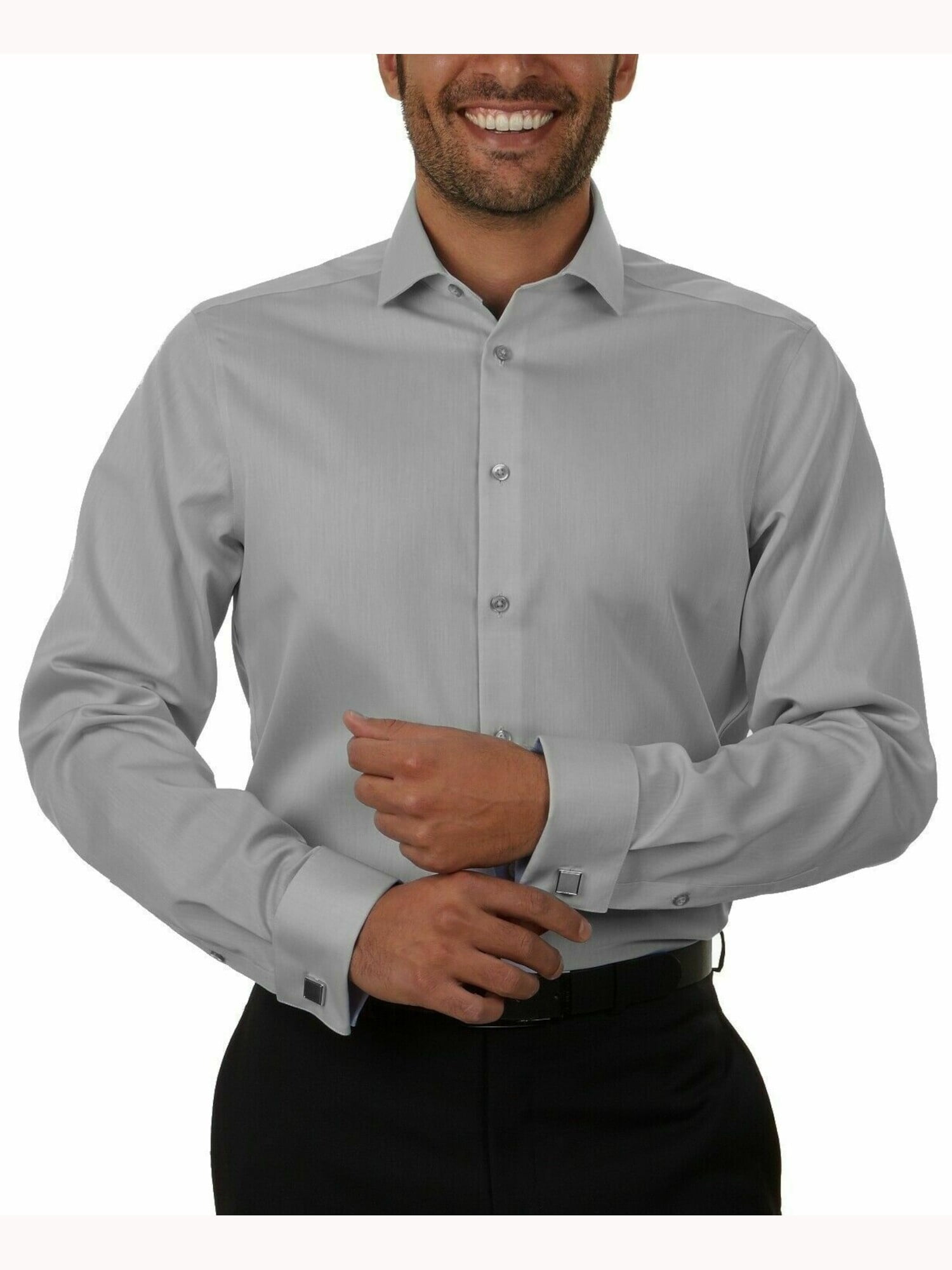 Unlisted Mens Gray Collared Work Dress Shirt Size XL 17/17.5 34/35