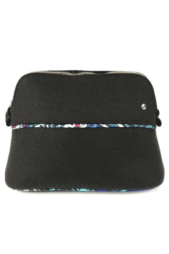 Pre-Owned HERMES Serie Logo Makeup Pouch Felt Silk Women's Black