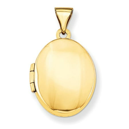 14k Yellow Gold Plain Polished Oval Locket