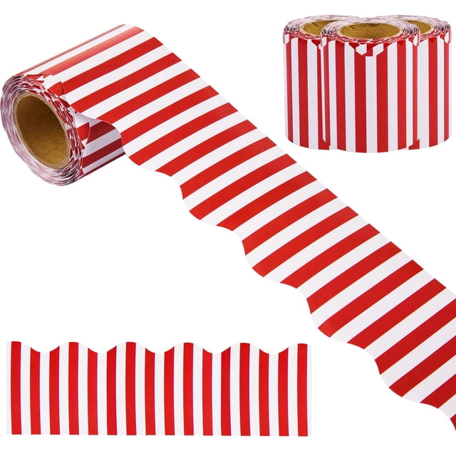 Bulletin Board Borders FOBSME con rayas rojas y blancas de 99 pies