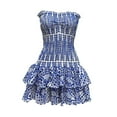 thumbnail image 2 of Vestido corto de fiesta de verano para playa, sin tirantes, con estampado floral, para mujer M, 2 of 9