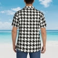 thumbnail image 6 of Balery Houndstooth Black And White Print Men's Hawaiian Shirts Short Sleeve Beach Shirt Relaxed Fit Vacation Button Down Shirts-Small, 6 of 9