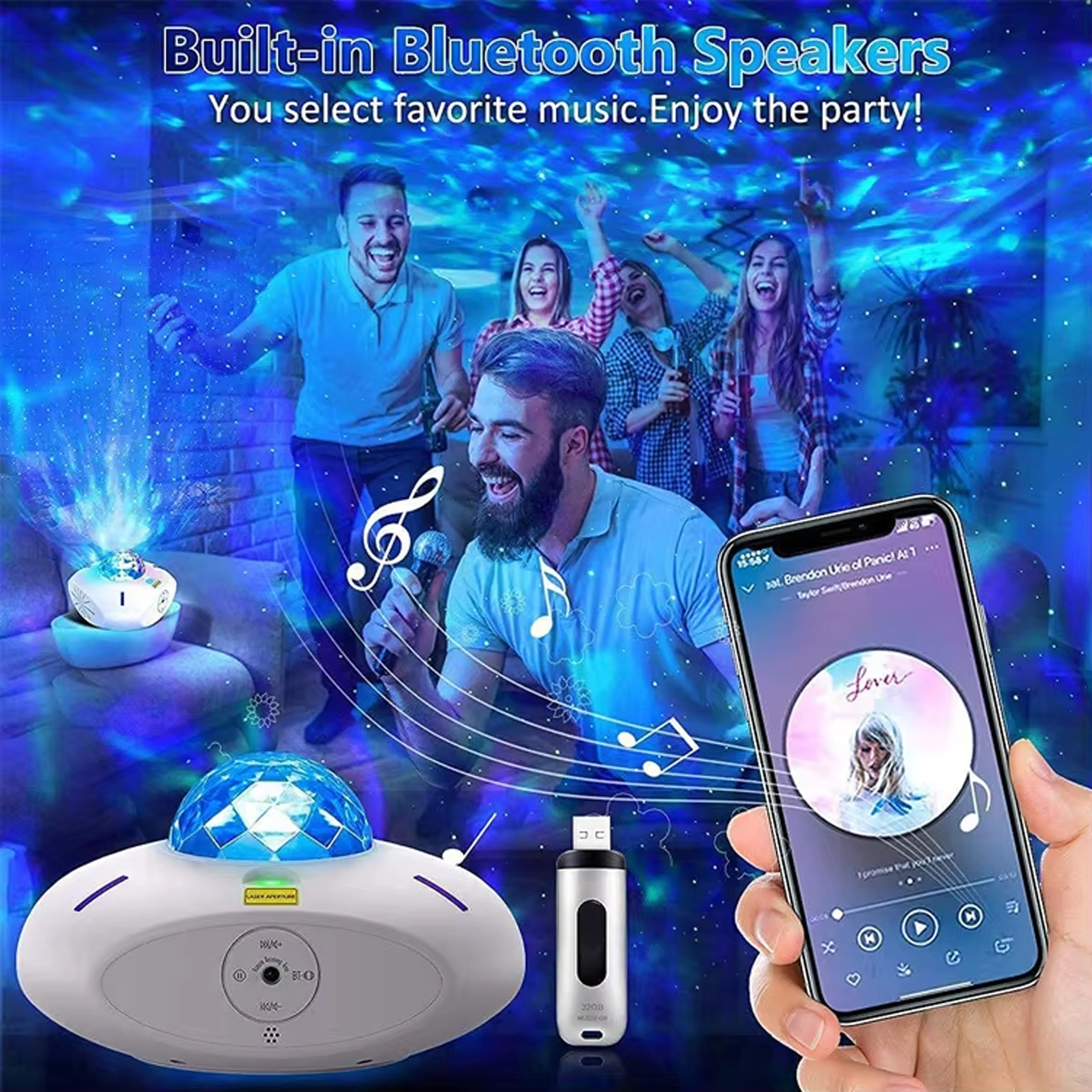 Flower Dance® Smart Led Starry Projector Beam Lights Triangle RGB Wifi Led Bedside Lamp for Baby Kids Plug in Night Light With Tuya App