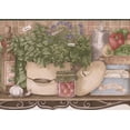 thumbnail image 1 of Kitchen Shelf Fruit Veggies Baskets Kettle Recipe Box Vintage Tan Wallpaper Border Retro Design, Roll 15' x 6.5'', 1 of 3