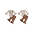 thumbnail image 2 of RUINIXCW Baby Girls Fall Outfits Long Sleeve Floral Embroidery Romper Flared Pants, 2 of 8