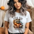 thumbnail image 2 of Feral Girl Football Shirt | Raccoon Sports Fan Tee | Cute Animal Game Day T-Shirt, Maroon, Size 2XL, 2 of 6