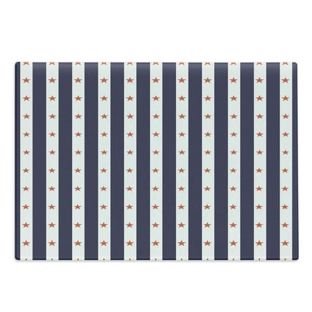 

USA Cutting Board Happy Fourth of July Famous Day of States with Vertical White Stripes and Stars Decorative Tempered Glass Cutting and Serving Board Large Size Indigo Red White by Ambesonne