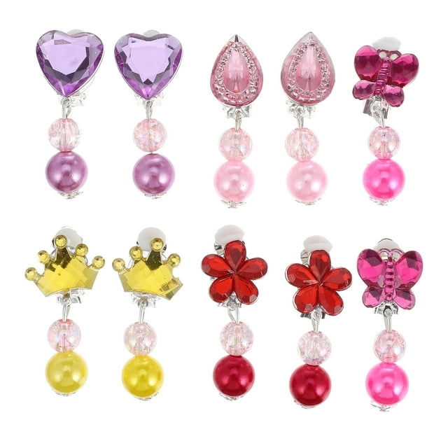 5 Paires de Belles Boucles d'Oreilles à Clip Adorables Décorations pour Filles