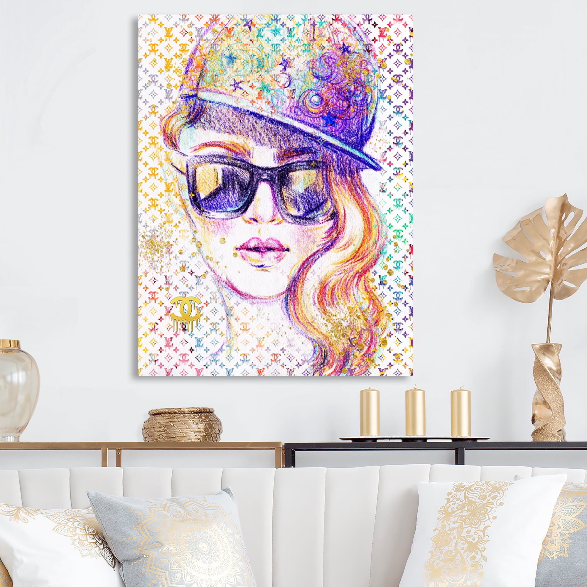 Designart Funky Female Fashion Illustration III Canvas Wall Art