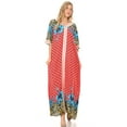thumbnail image 5 of Sakkas Sabra Womens Long Casual Cover-up Tunic Kaftan V neck Dress - 1917-Fuchsia - XL, 5 of 5