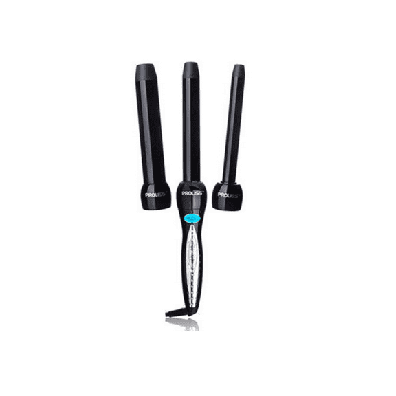 Proliss Diamond Collection TRIO 3P Curling Iron Wand 3 Pieces Clipless Curler Gift Set - Sizes: 19mm,25mm,32mm)