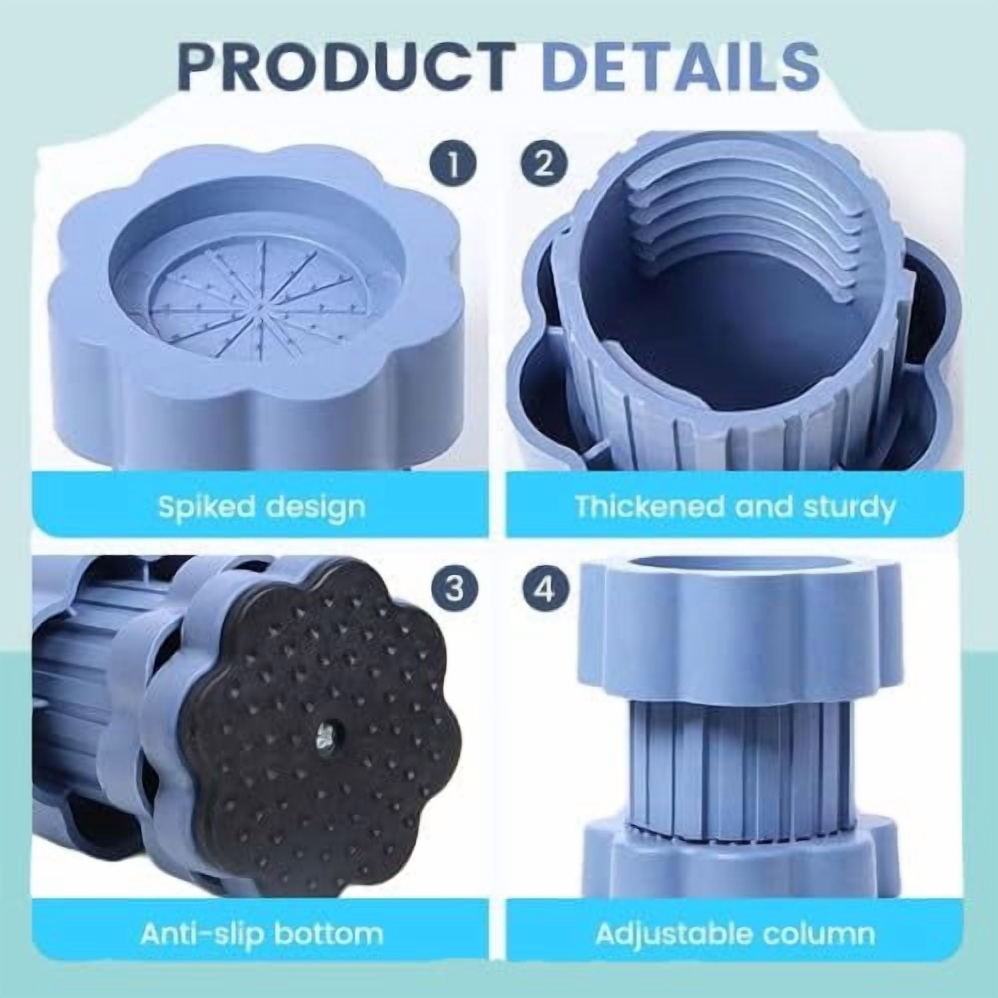 ABCISI Universal Heightening Pad for Washing Machine Base, 2026 Upgrade Anti Vibration Riser Pads for Washing Machine, Adjustable Washer Dryer Leveling Stand for Pedestals Protection (8pcs)