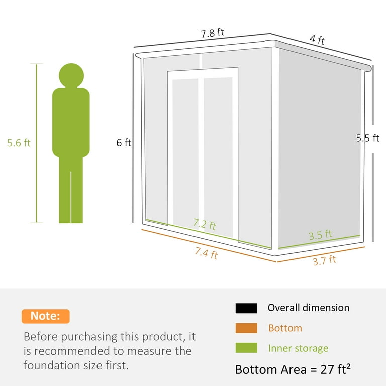Outsunny 8' x 4' Resin Outdoor Storage Shed, Plastic Shed