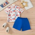thumbnail image 4 of CAICJ98 4th of July Toddler Boy Outfit Gentleman Short Sleeve Button Down Shirt Dress Shorts Fourth of July Clothes Set (White,4-5 Years), 4 of 4