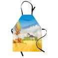 thumbnail image 1 of Harvest Apron, Farm Scene Illustration in Autumn with Wheat Fields and Falling Leaves, Unisex Kitchen Bib with Adjustable Neck for Cooking Gardening, Adult Size, Sea Blue and Multicolor, by Ambesonne, 1 of 4