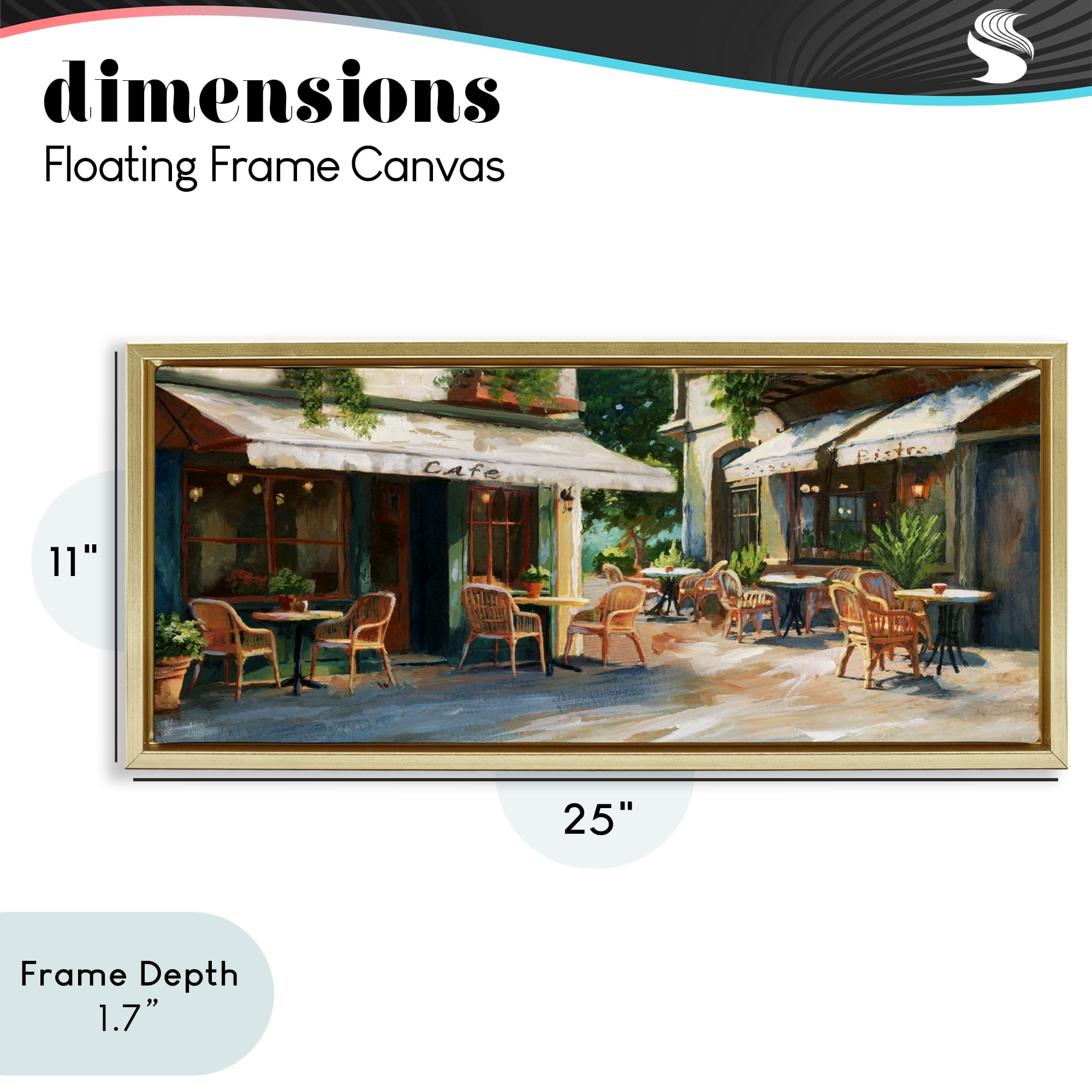 Stupell Industries Sunlit Outdoor Parisian Cafe Gold Framed Floater Canvas Wall Art, design by Nan