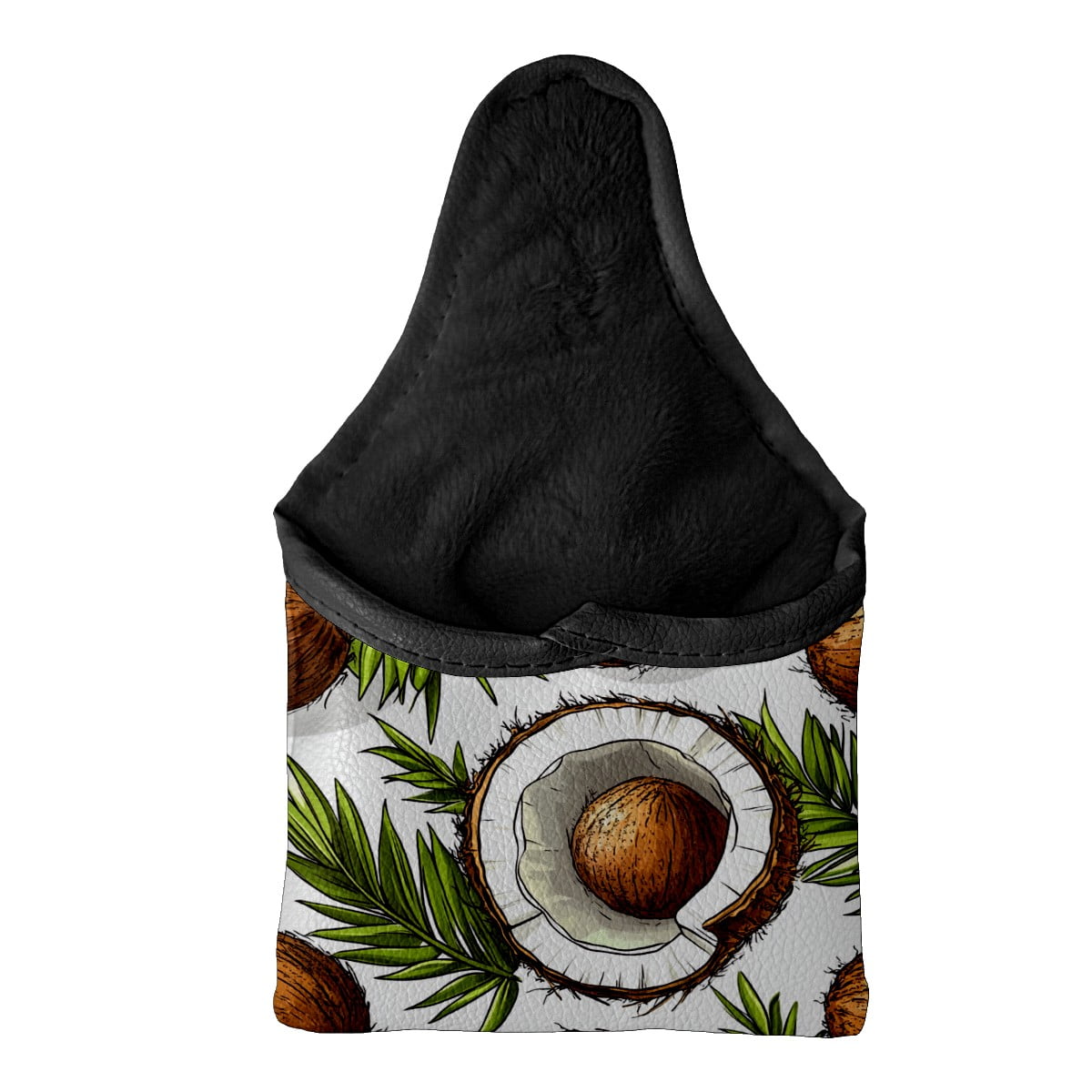 Golf Mallet Putter Cover Premium Leather Waterproof Golf Putter Head Cover with Magnetic Closure Coconut Palm Leaves