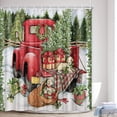 thumbnail image 2 of Newhomestyle Christmas Shower Curtain, Vintage Red Truck Car Snowflake Xmas Tree Cute Dog Gift Farmhouse Polyester Fabric Waterproof Bath Curtain, 72 x 72inch, 2 of 7