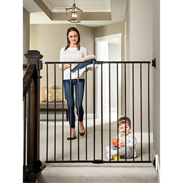 North States 62 Wide Extra-Wide Baby Gate: Smoothly Opens and Closes in Extra-Wide Spaces Fits 22-62 Wide 31 Tall, Ivory Hardware Mount