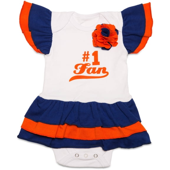 Blue & Orange - #1 Fan Onesie Dress 0-6 Months