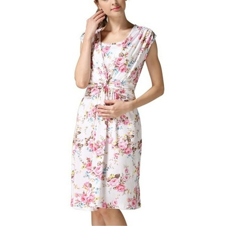 2019 hot sales Women's Pregnancy Sleeveless Floral Print Breastfeeding Dress Nursing